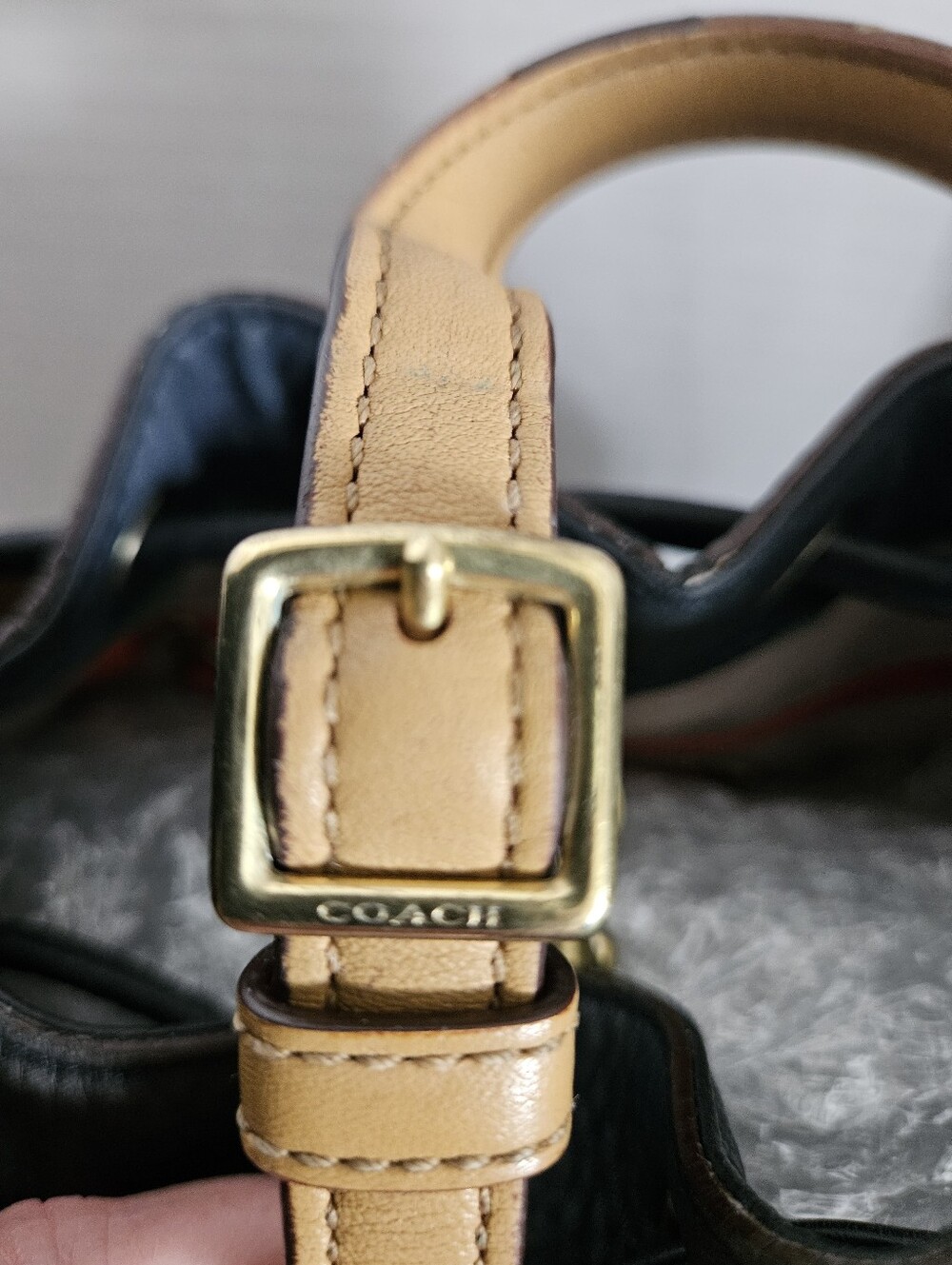 COACH Pilot Sample Bag RARE Legacy Navy Pebble Leather Bucket Bag 25306P - Picture 3 of 13
